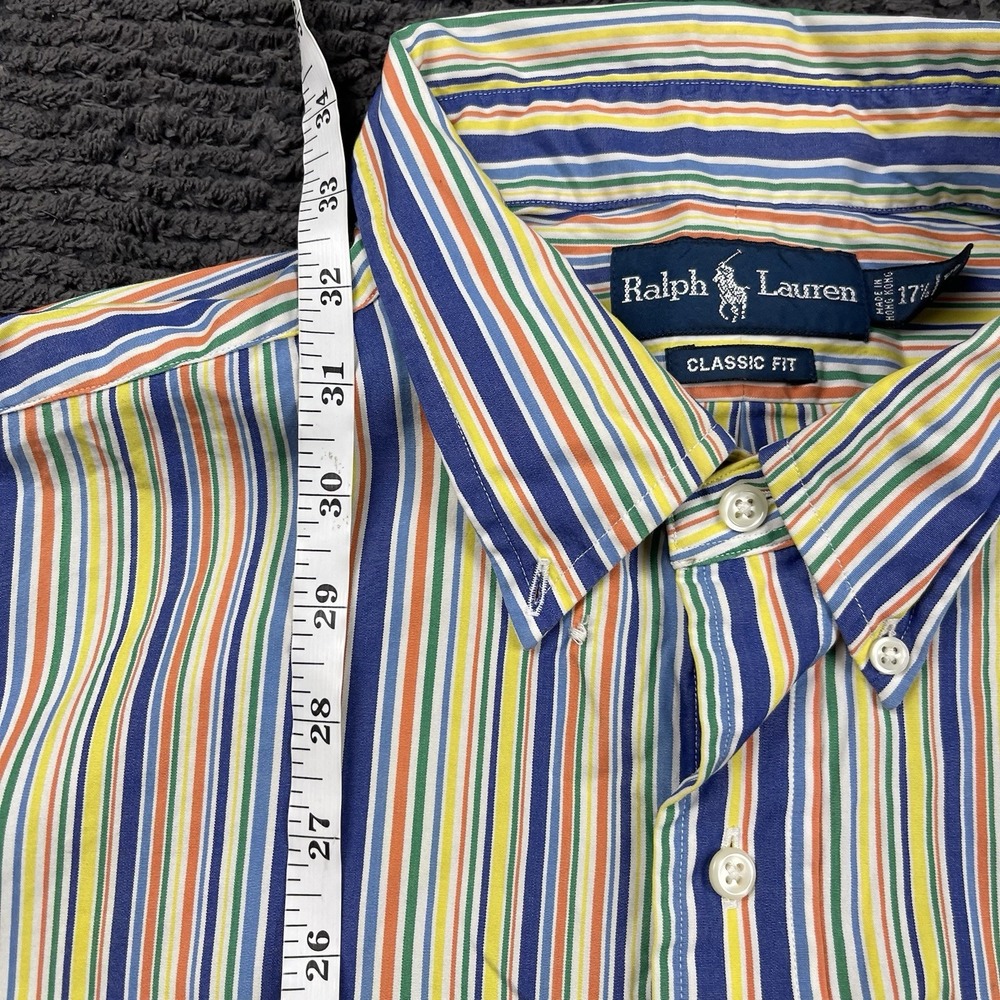 Ralph Lauren Men's XL‎ 17½ Classic Fit Striped Button Down Shirt Multicolor Flaw - Picture 5 of 7